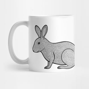 Rabbit Ink Art - cool and cute animal design (on white) Mug